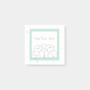Custom Cute Ghost Family Girly Green Design Post-it Notes