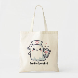 Custom Cute Ghost Nurse Halloween Tote Bag