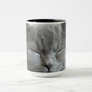 Custom Cute Grey Kitty Face Photo Mug