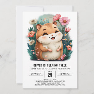 Custom Cute Hamster Birthday Invitation