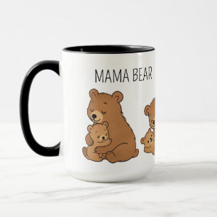 Custom Cute Hand Drawn Mama Bear Baby Bear Coffee Mug