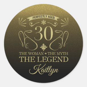 Custom Cute Happy 30th Birthday Classic Round Sticker
