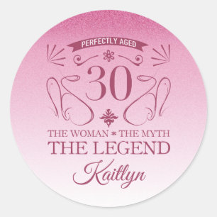 Custom Cute Happy 30th Birthday Classic Round Sticker