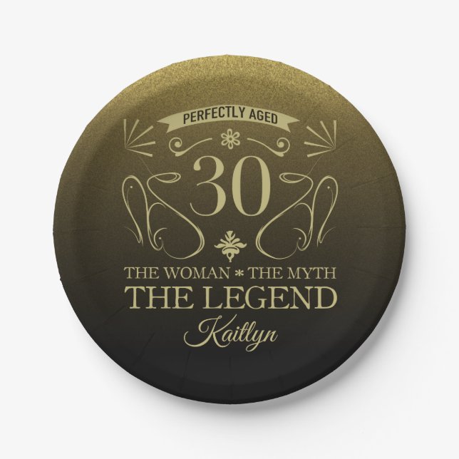 Custom Cute Happy 30th Birthday Paper Plate (Front)