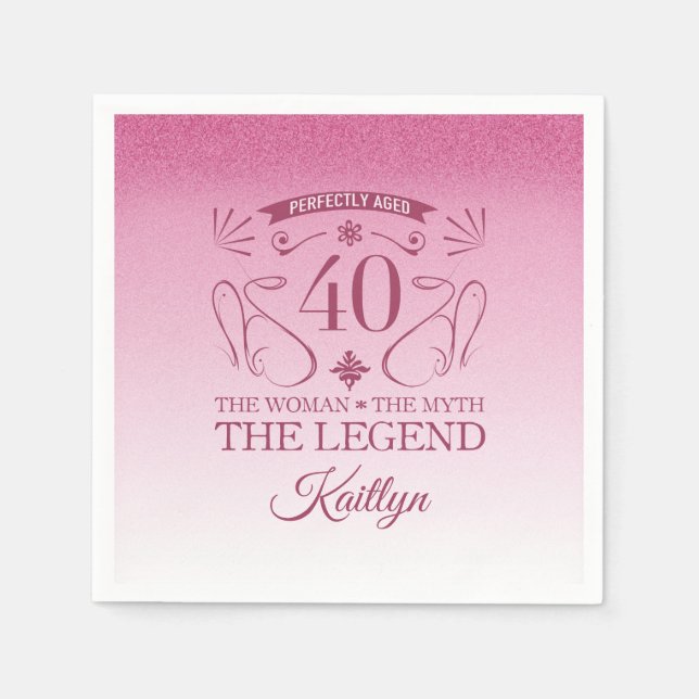 Custom Cute Happy 40th Birthday Napkin (Front)