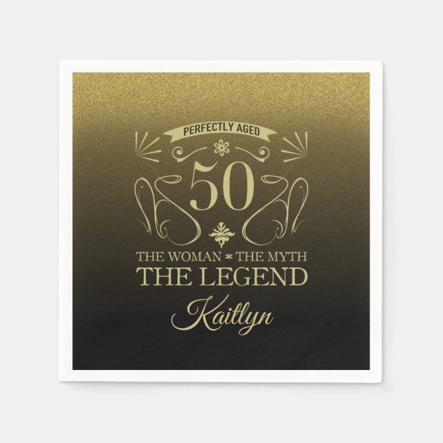 Custom Cute Happy 50th Birthday Napkin (Front)