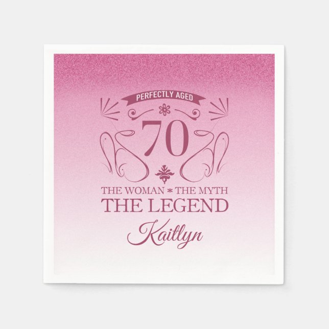 Custom Cute Happy 70th Birthday Napkin (Front)