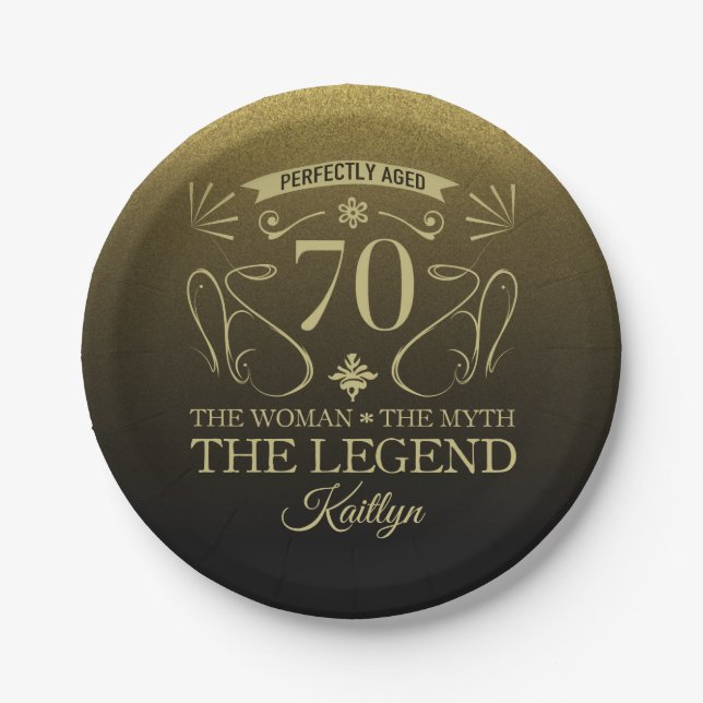 Custom Cute Happy 70th Birthday Paper Plate (Front)