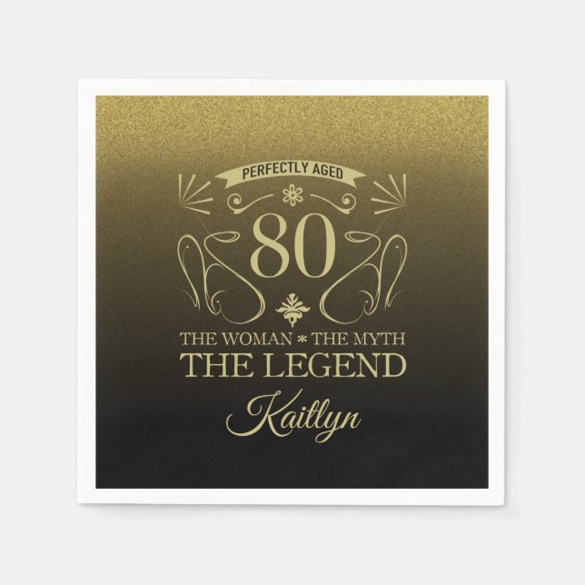 Custom Cute Happy 80th Birthday Napkin (Front)