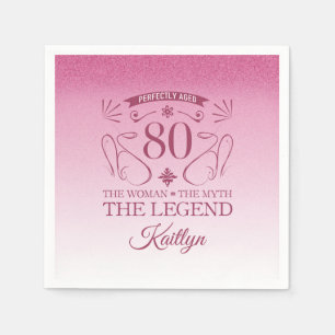 Custom Cute Happy 80th Birthday Napkin