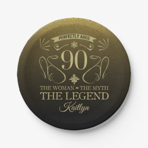 Custom Cute Happy 90th Birthday Paper Plate