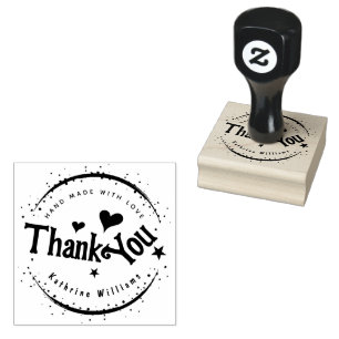CUSTOM CUTE HEART ELEGANT THANK YOU ROUND RUBBER RUBBER STAMP