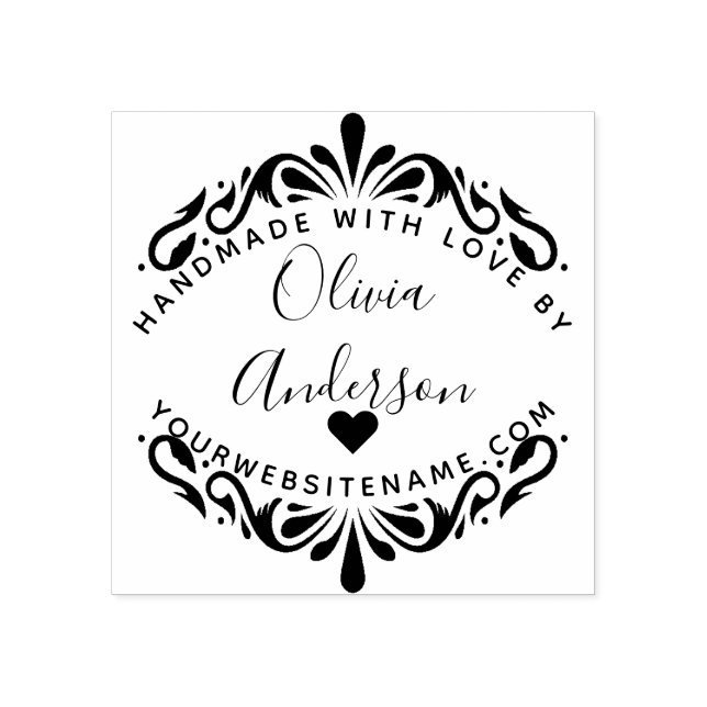 Custom Cute Heart  Round Handmade With Love By Rubber Stamp (Imprint)