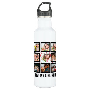 Custom Cute I love my girlfriend 9 Photo collage 710 Ml Water Bottle