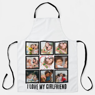 Custom Cute I love my girlfriend 9 Photo collage Apron