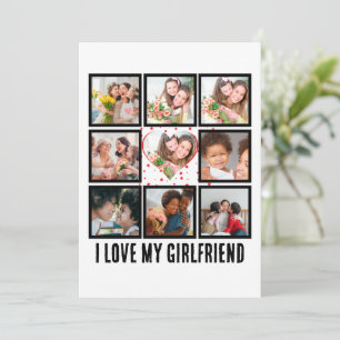 Custom Cute I love my girlfriend 9 Photo collage Holiday Card