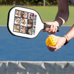 Custom Cute I love my girlfriend 9 Photo collage Pickleball Paddle