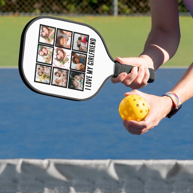 Custom Cute I love my girlfriend 9 Photo collage Pickleball Paddle (Insitu)