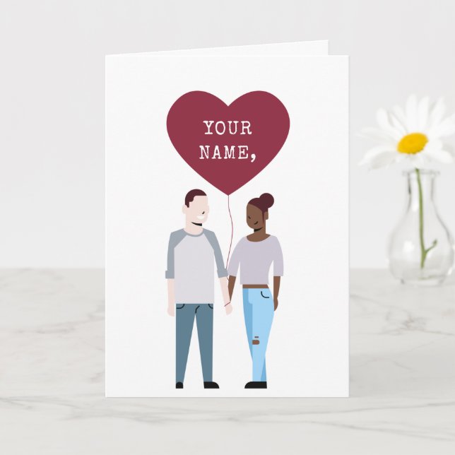 Custom Cute Illustration Couple Valentine's Card (Small Plant)