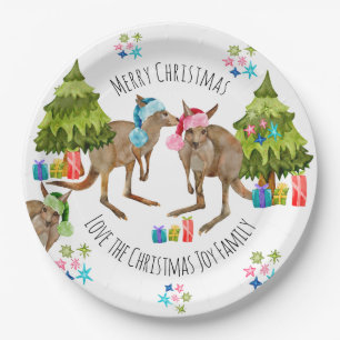 Custom Cute Kangaroo Christmas Paper Plates