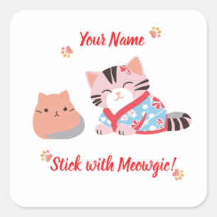Custom Cute Kawaii Cat Sticker Stick with Meowgi