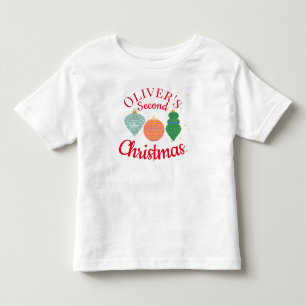 Custom Cute Kawaii Ornament Second Christmas   Toddler T-Shirt