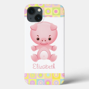 Custom Cute Kawaii Pink Pig iPhone 13 Case