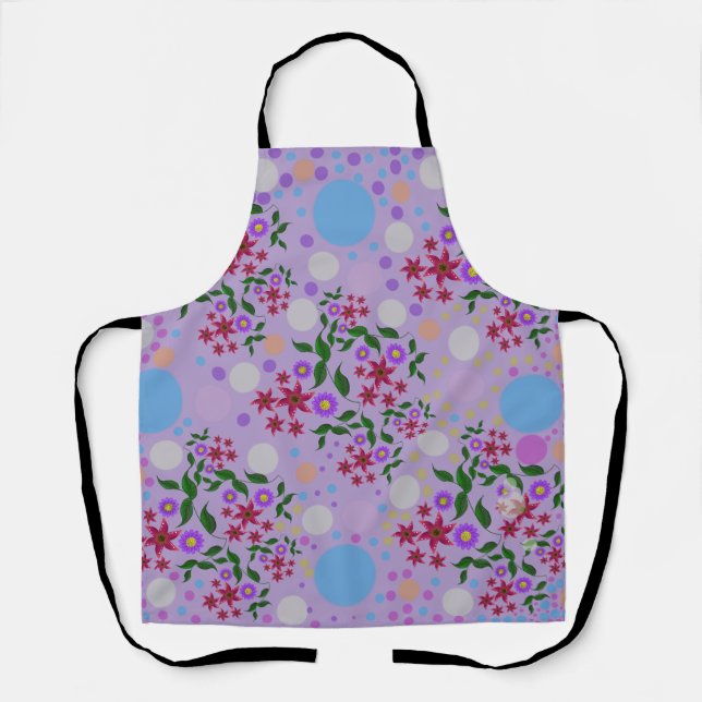 Custom Cute Kidcore Confetti Floral & Vine Pattern Apron (Front)