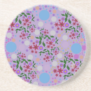 Custom Cute Kidcore Confetti Floral & Vine Pattern Coaster