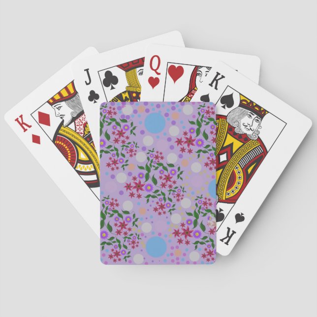 Custom Cute Kidcore Confetti Floral & Vine Pattern Playing Cards (Back)