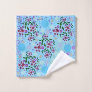 Custom Cute Kidcore Confetti Floral & Vine Pattern Wash Cloth