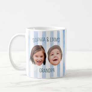Custom Cute Kids Baby Face 2 Photos Stripes  Coffee Mug