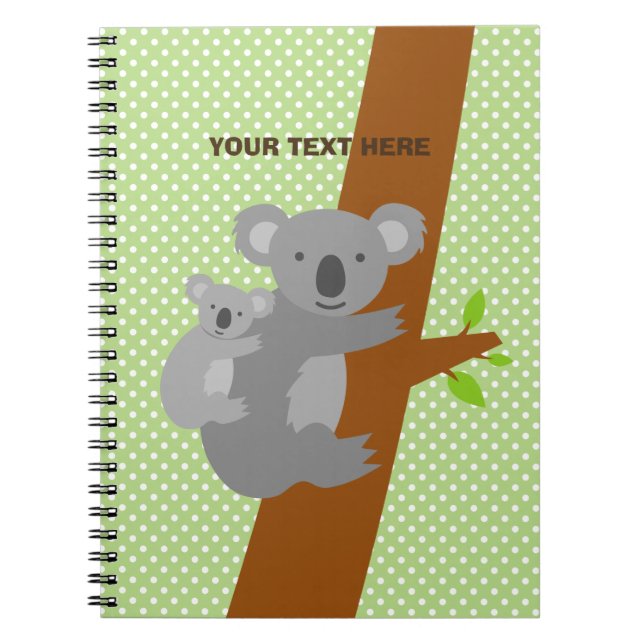 Custom cute koala bear polka dots notebook (Front)