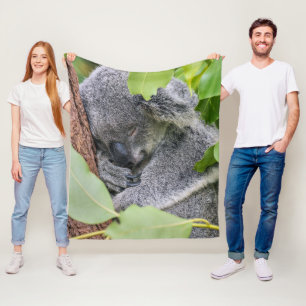 Custom Cute Koala Image Charming Home Decor Throw Fleece Blanket