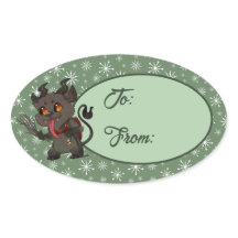 Custom Cute Krampus Oval Sticker