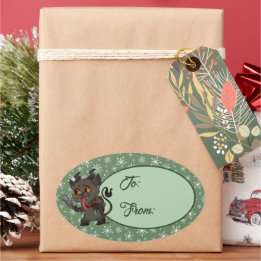 Custom Cute Krampus Oval Sticker