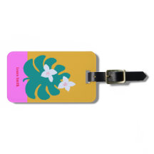 Custom cute modern palm name yellow Tag