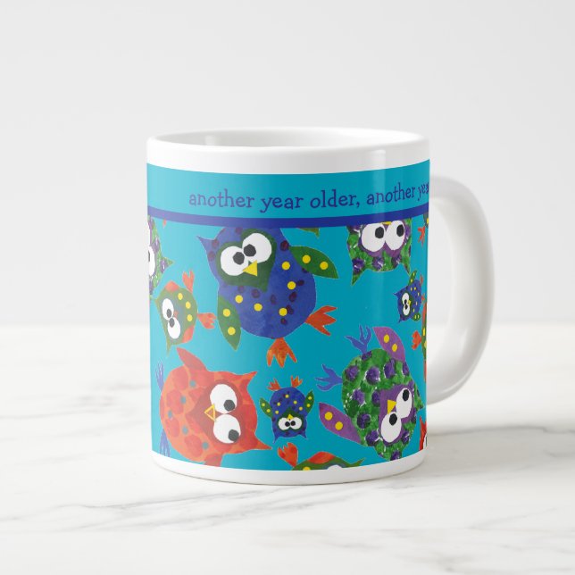 Custom Cute Owls Jumbo-sized Coffee Mug (Front Right)