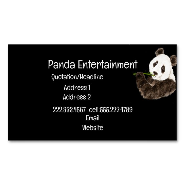 Custom Cute Panda, Asian Bear, Animal Magnetic Business Card (Front)