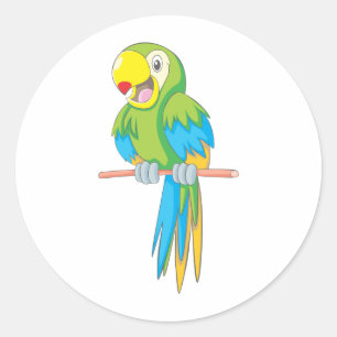 Custom Cute Parrot Cartoon Classic Round Sticker