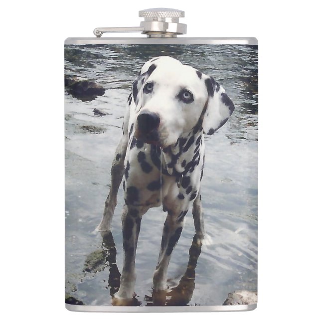 Custom Cute Pet Friend Photo Upload Dog Image Hip Flask (Front)
