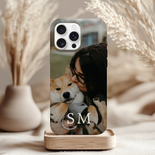 Custom Cute Pet Photo and Monogram Initial iPhone 16 Case