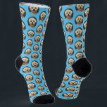 Custom Cute Pet Photo Pattern Light Blue Socks<br><div class="desc">These custom cute socks feature your own pet photo in an offset pattern on a light blue background, and are perfect for the pet lover and sock lover! Add your own dog photo, cat photo, horse photo, pig photo, or fish photo -- whatever animal you own! This is a great...</div>