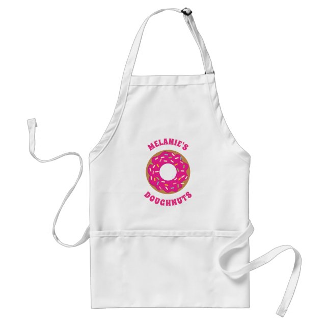 Custom cute pink doughnut baking apron for women (Front)
