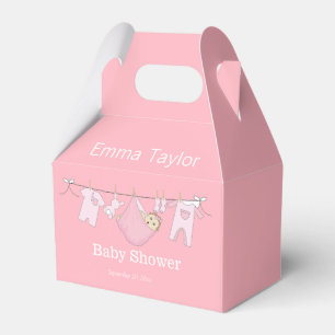 Custom Cute Pink Girl Clothesline Baby Shower  Favour Box