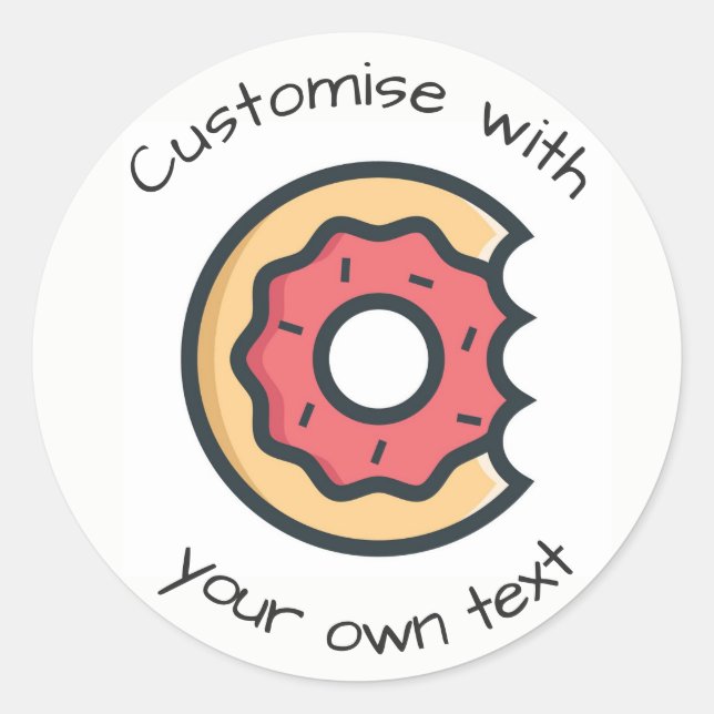 Custom Cute Pink Glazed Doughnut Classic Round Sticker (Front)