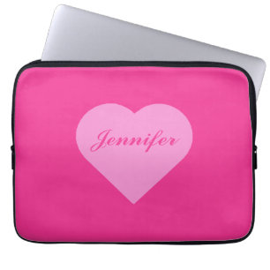 Custom cute pink minimalist calligraphy script laptop sleeve