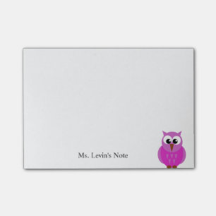 Custom Cute Pink Owl Cartoon Post-it Note