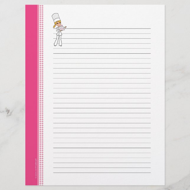 Custom Cute Recipe Pages for Binder (Front)