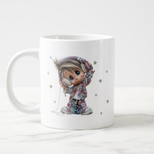 Custom Cute Rockstar Boy Music Large Coffee Mug